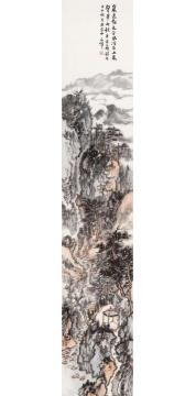 石峰国画山水岩边树色含风冷字画之家