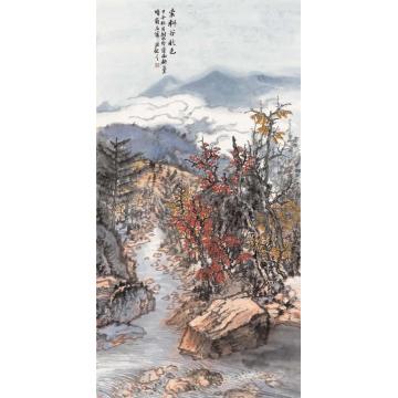 石峰国画山水索科谷秋色字画之家