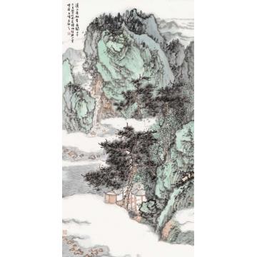 石峰国画山水溪上青松秀色开字画之家