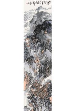 石峰国画山水碧云江静浦帆稀字画之家