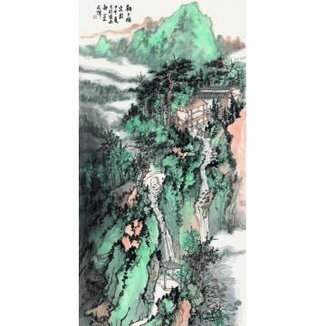 石峰国画山水朝夕听泉图字画之家