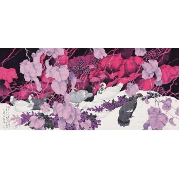 崔志安国画花鸟秋月之下朱玉生字画之家