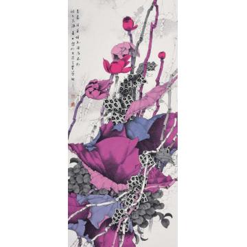 崔志安国画花鸟晨雾润芳塘字画之家