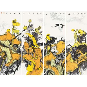 崔志安国画花鸟肥水芳清塘前新字画之家