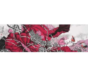 崔志安国画花鸟秋染芳塘双翠暖字画之家