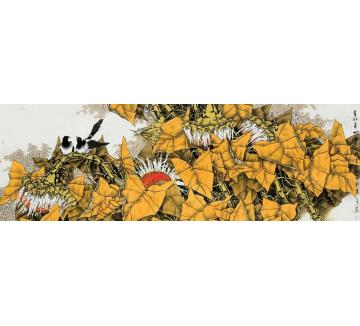 崔志安国画花鸟金秋喜地字画之家