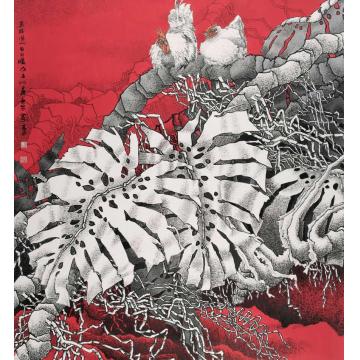 崔志安国画花鸟玉结同心日日暖字画之家