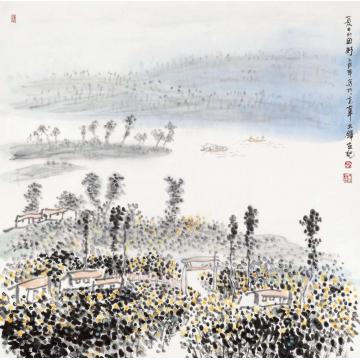 孙文铎国画山水夏日的田野字画之家