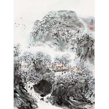 孙文铎国画山水山梨花开字画之家
