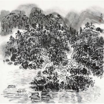 孙文铎国画山水近水山村字画之家