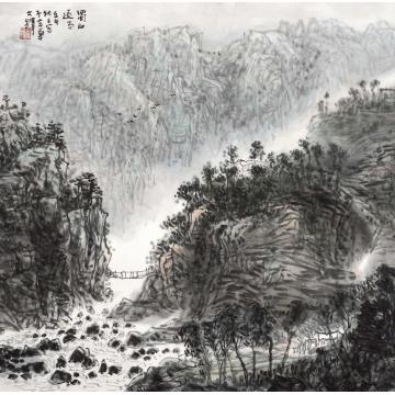 孙文铎国画山水蜀山过雨字画之家