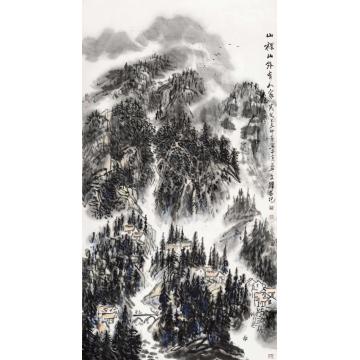 孙文铎国画山水山里山外有人家字画之家