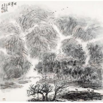 孙文铎国画山水雨霁图字画之家