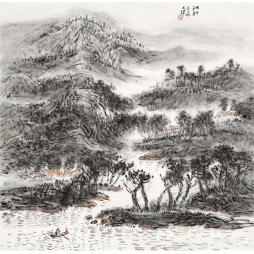 孙文铎国画山水江村字画之家