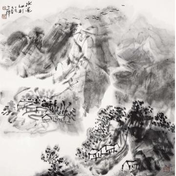 孙文铎国画山水水墨山村字画之家