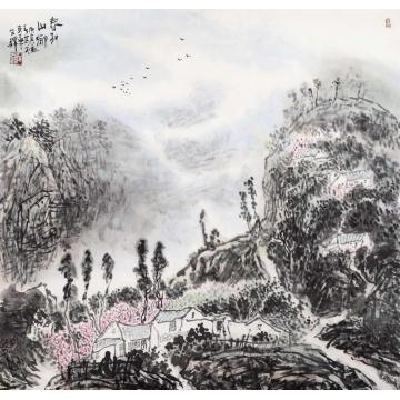孙文铎国画山水春到山乡字画之家