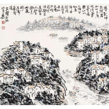 孙文铎国画山水石岛山庄字画之家