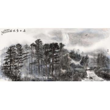 孙文铎国画山水长白春晓图字画之家
