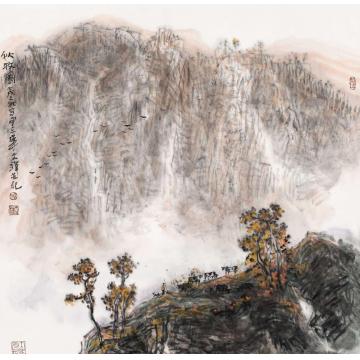 孙文铎国画山水秋牧图字画之家