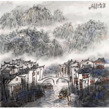 孙文铎国画山水江南春雨字画之家