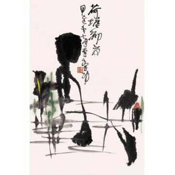 李学功国画花鸟荷塘初夏字画之家