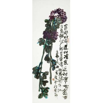 李学功国画花鸟菊开时节近秋凉字画之家