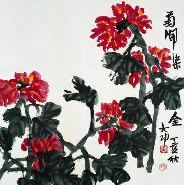 李学功国画花鸟菊开染金图字画之家