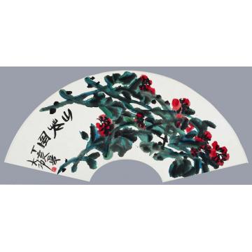 李学功国画花鸟山花图扇面字画之家