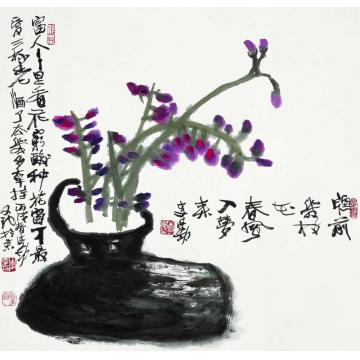 李学功国画花鸟窗前几枝花字画之家