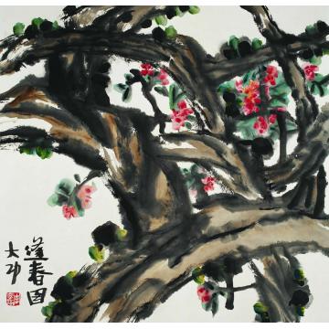 李学功国画花鸟逢春图字画之家