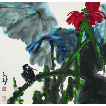 李学功国画花鸟听雨字画之家