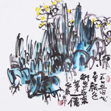 李学功国画花鸟不与百花争颜色字画之家