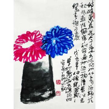 李学功国画花鸟姑娘像朵花字画之家