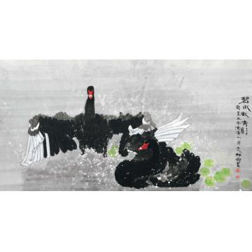 窦申清国画花鸟碧水欢青影字画之家