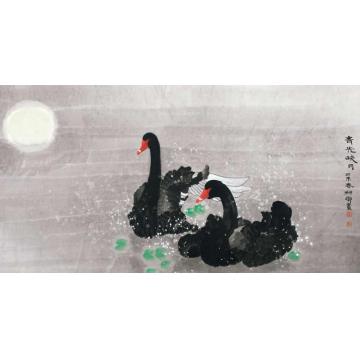 窦申清国画花鸟青光映月字画之家