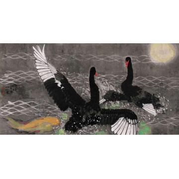 窦申清国画花鸟幽资映月字画之家