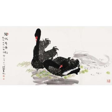窦申清国画花鸟碧水弄青影字画之家