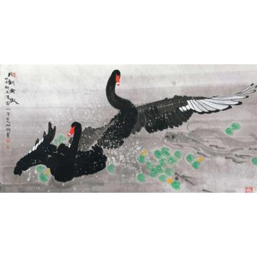 窦申清国画花鸟月朗禽欢字画之家