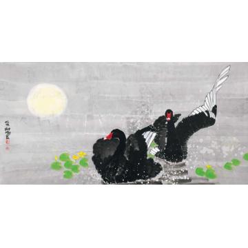 窦申清国画花鸟新月字画之家