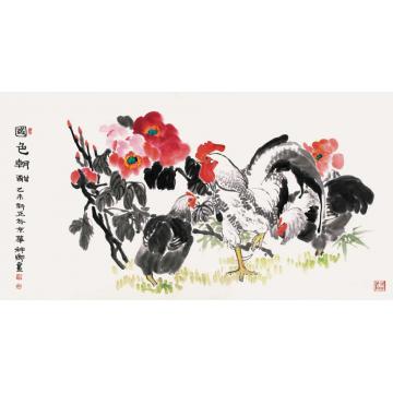 窦申清国画花鸟国色朝酣字画之家