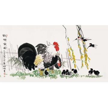窦申清国画花鸟欢乐家园字画之家