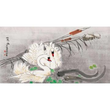 窦申清国画花鸟共度一秋字画之家