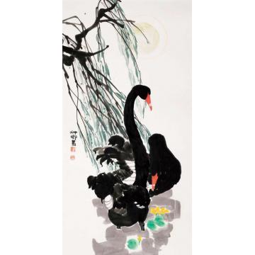 窦申清国画花鸟双飞紫燕高字画之家