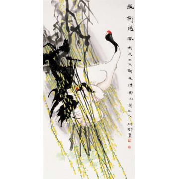窦申清国画花鸟风柳摇春字画之家
