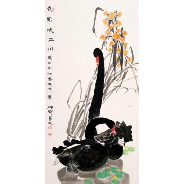 窦申清国画花鸟清影映江田字画之家
