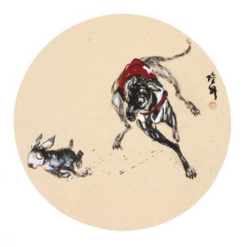 吴陆升国画动物追风字画之家