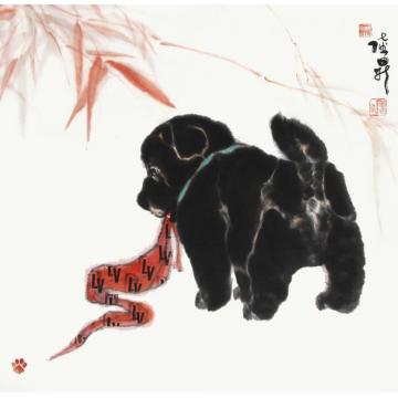 吴陆升国画动物戏红图字画之家