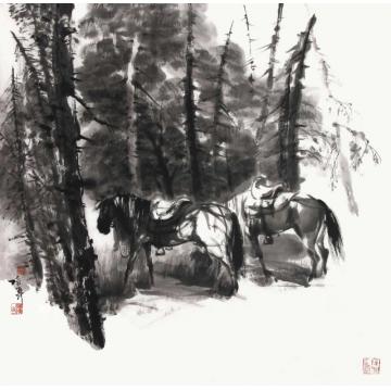 吴陆升国画动物林中小憩字画之家