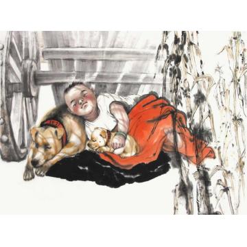 吴陆升国画人物童年字画之家