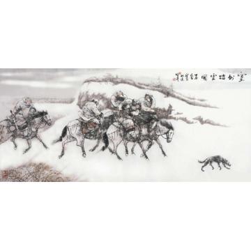 吴陆升塞外踏雪图字画之家